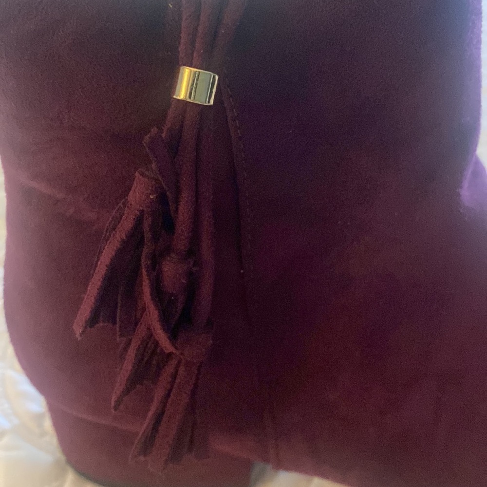 Plum colored low boots with a little fringe zipper. Brand new. - Picture 7 of 8